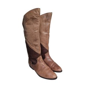 Vintage 80s tall Brown Leather Riding Boots Size 6B By Margo's
